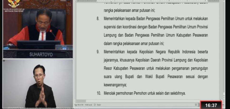 MK Kabulkan Gugatan Nanda-Antonius, Aries Sandi Didiskualifikasi dari Pilkada Pesawaran