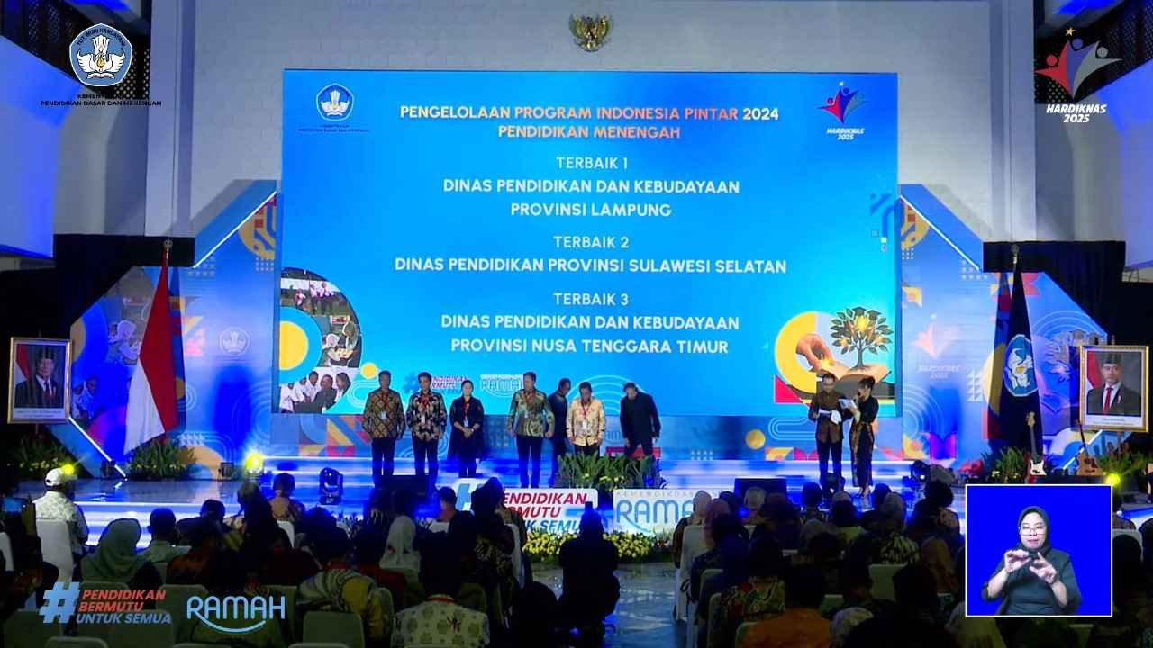 Lampung Raih Penghargaan Pengelola PIP Terbaik Nasional dalam Malam Tasyakuran Hardiknas 2025