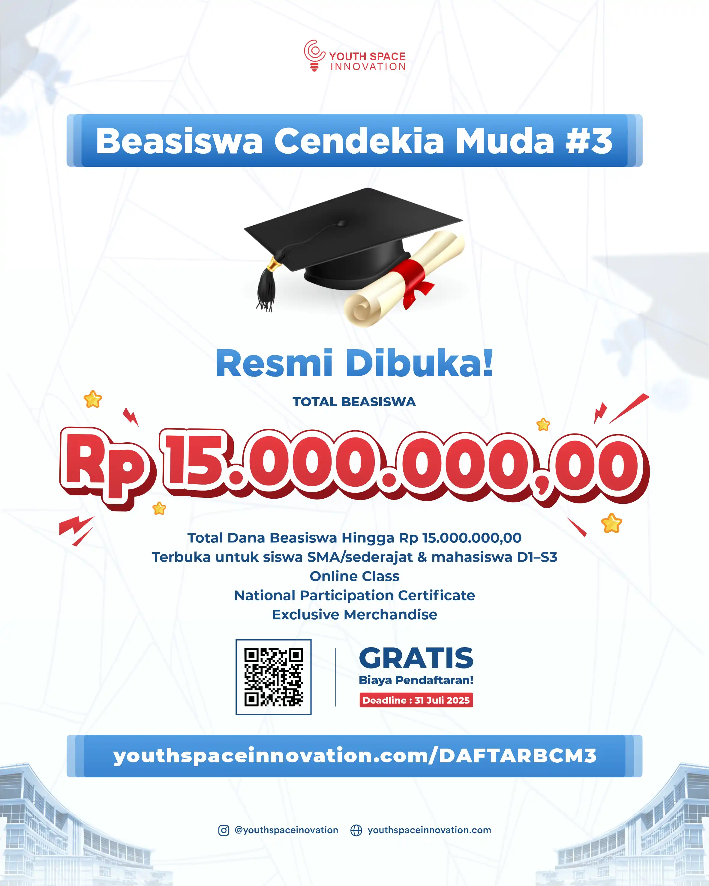 Pendaftaran Beasiswa Cendekia Muda 2025, Kesempatan Emas Bagi Kamu Dapat Dana Pendidikan Rp 15 Juta