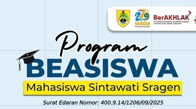 Segera Daftar Beasiswa Sintawati Sragen 2025, Masih Ada Kesempatan sampai 29 Agustus 2025, Catat Syaratnya