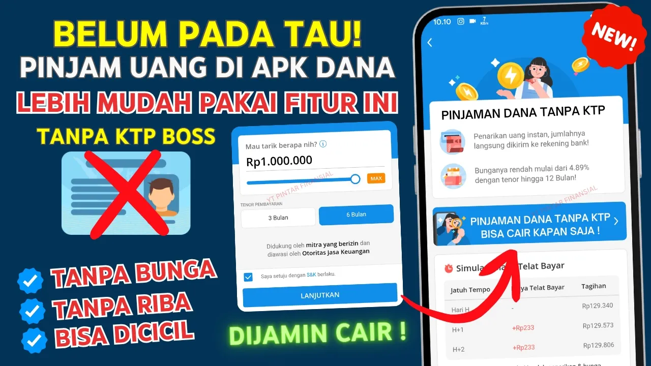 MUDAH dan Cepat, Pinjam Saldo Dana 100 Ribu tanpa KTP Hindari Riba dan Bunga Tinggi