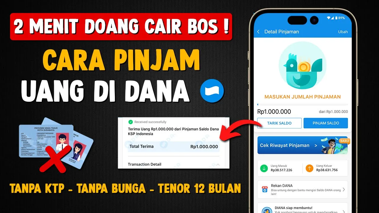 FITUR BARU Pinjam Saldo Dana 100 Ribu tanpa Riba, KTP dan Bunga, Segera Ajukan